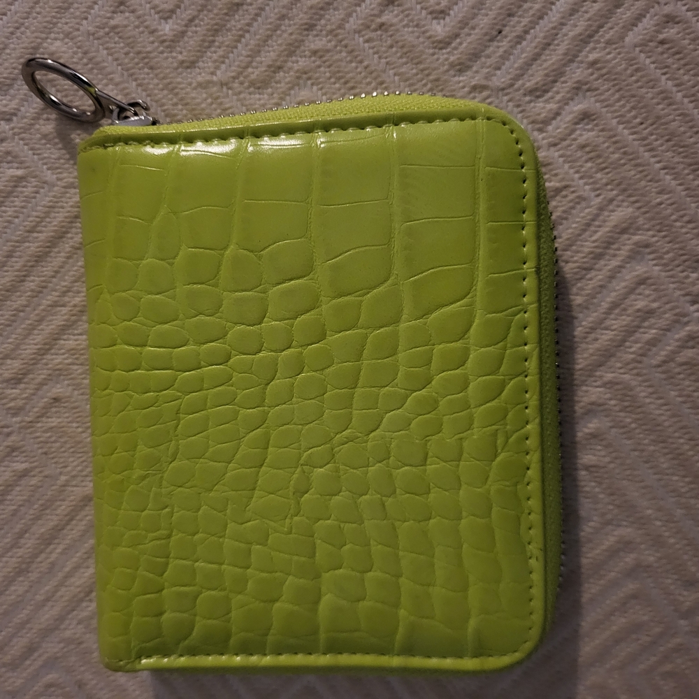 Lime Green Crocodile Embossed Wallet